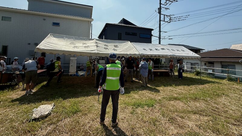 自治会避難所にテントを設営